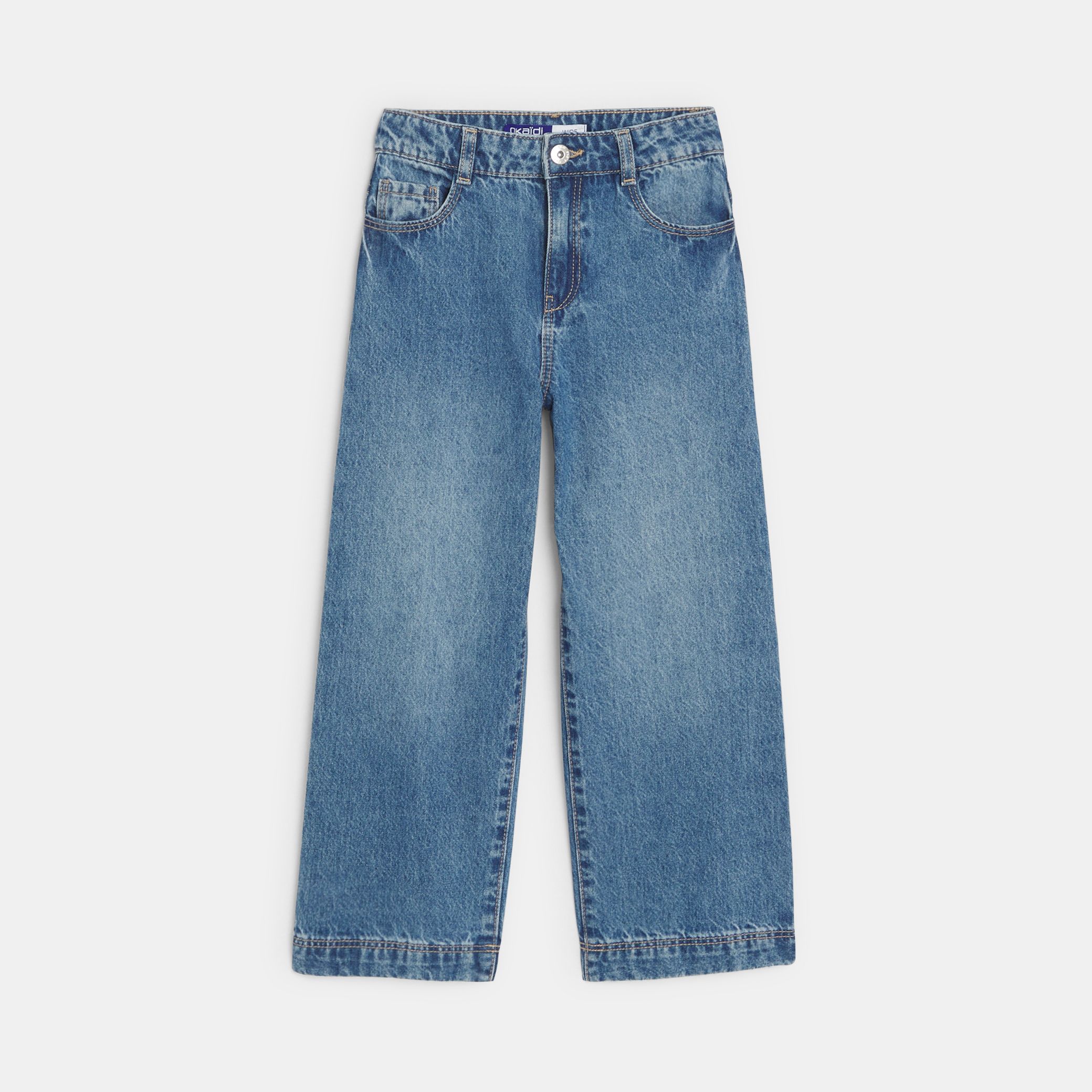 Quần jeans phai màu ống rộng